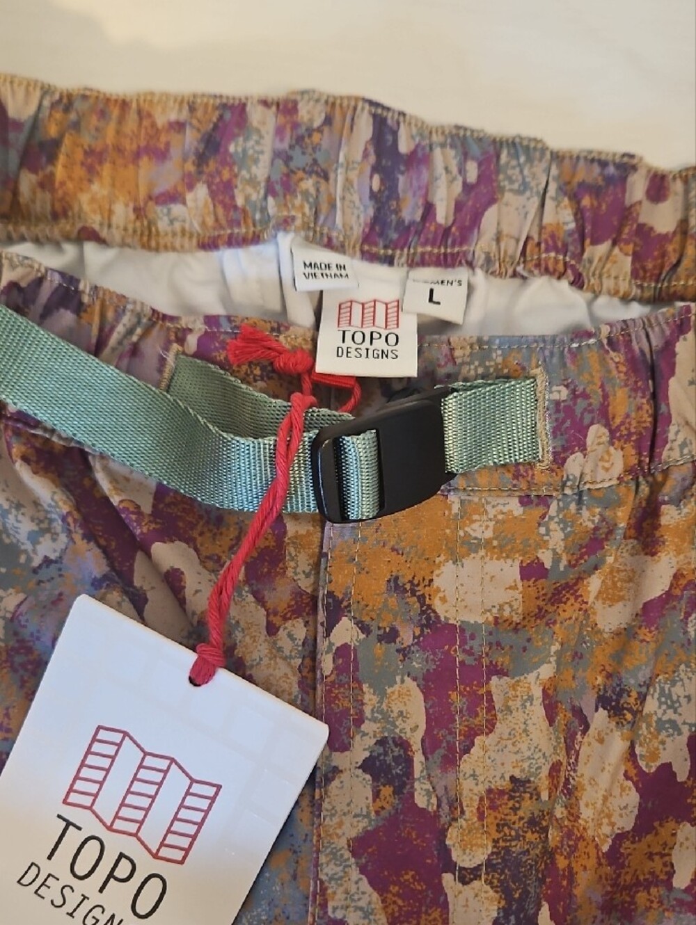 Topo Designs Purple Tan Blue Camo Trail Shorts - Picture 2 of 6